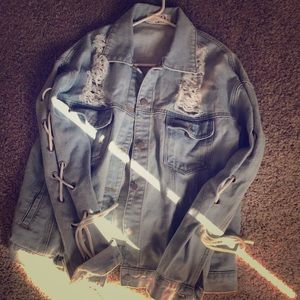 Beautiful jean jacket with laces